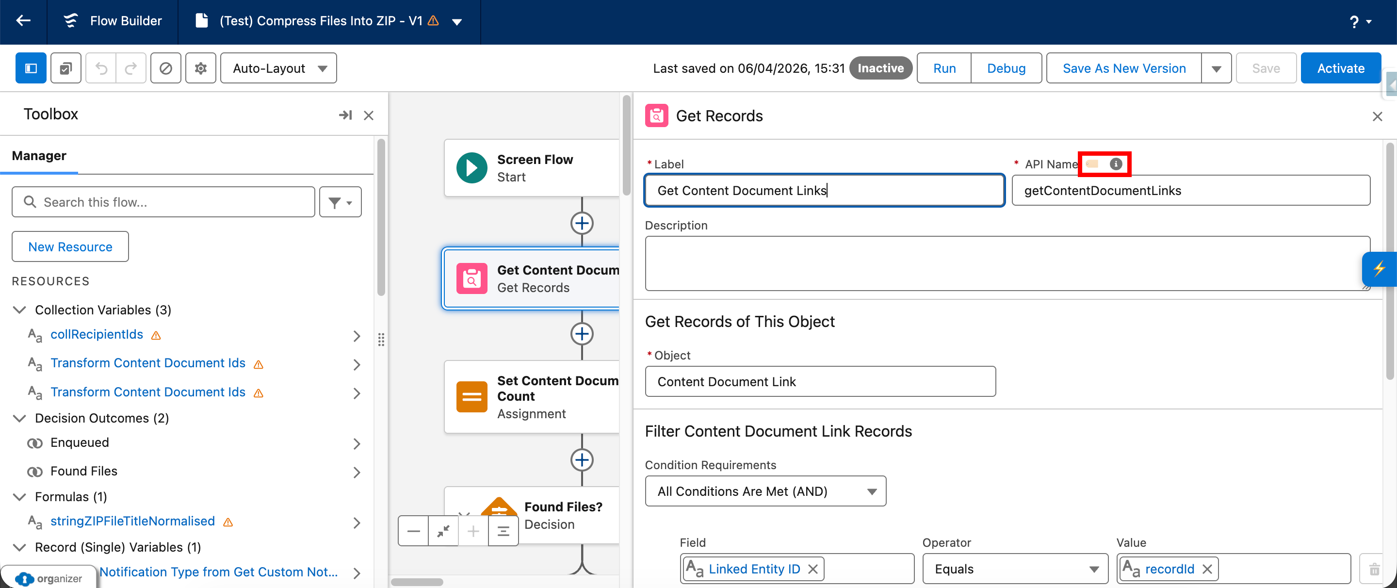 API Name Generator Inline Tag Button