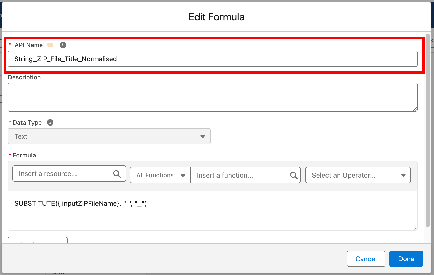 API Name Generator Resource Item Update