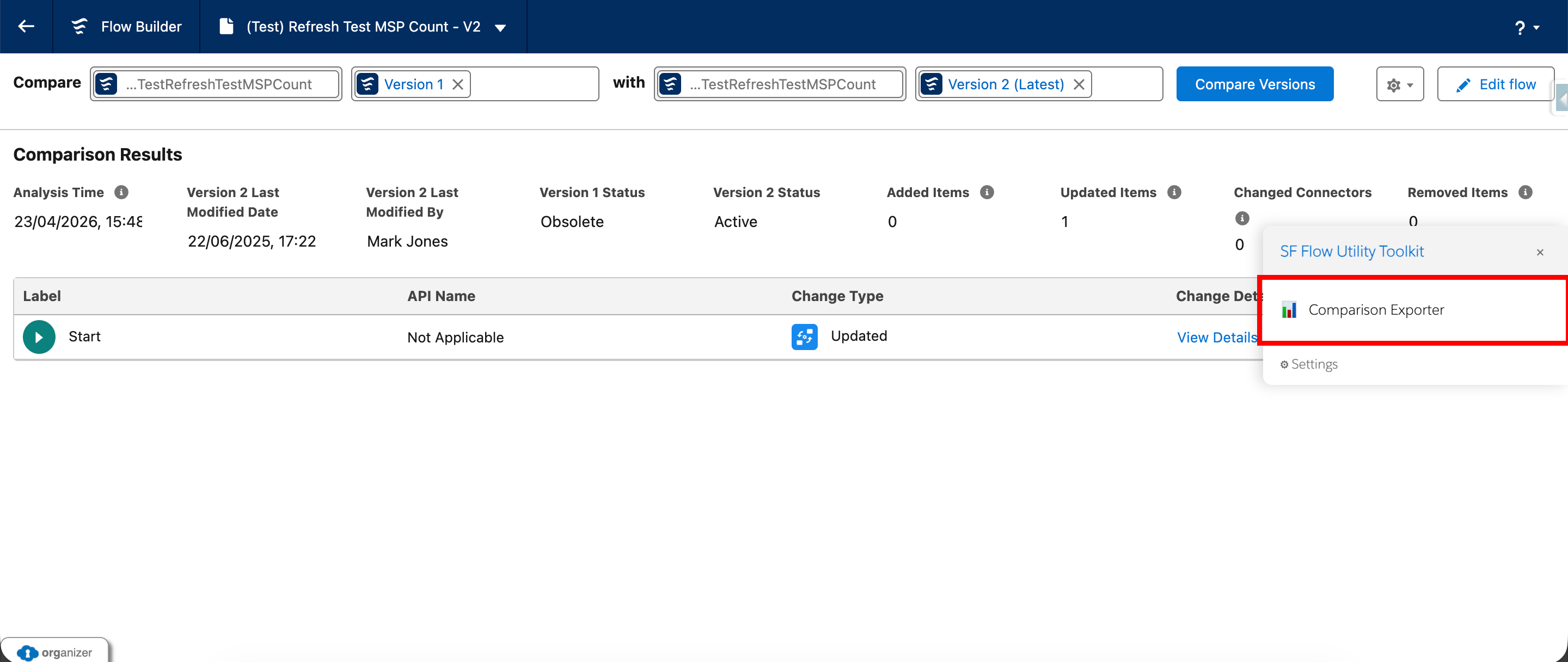 Comparison Exporter Side Bar Module