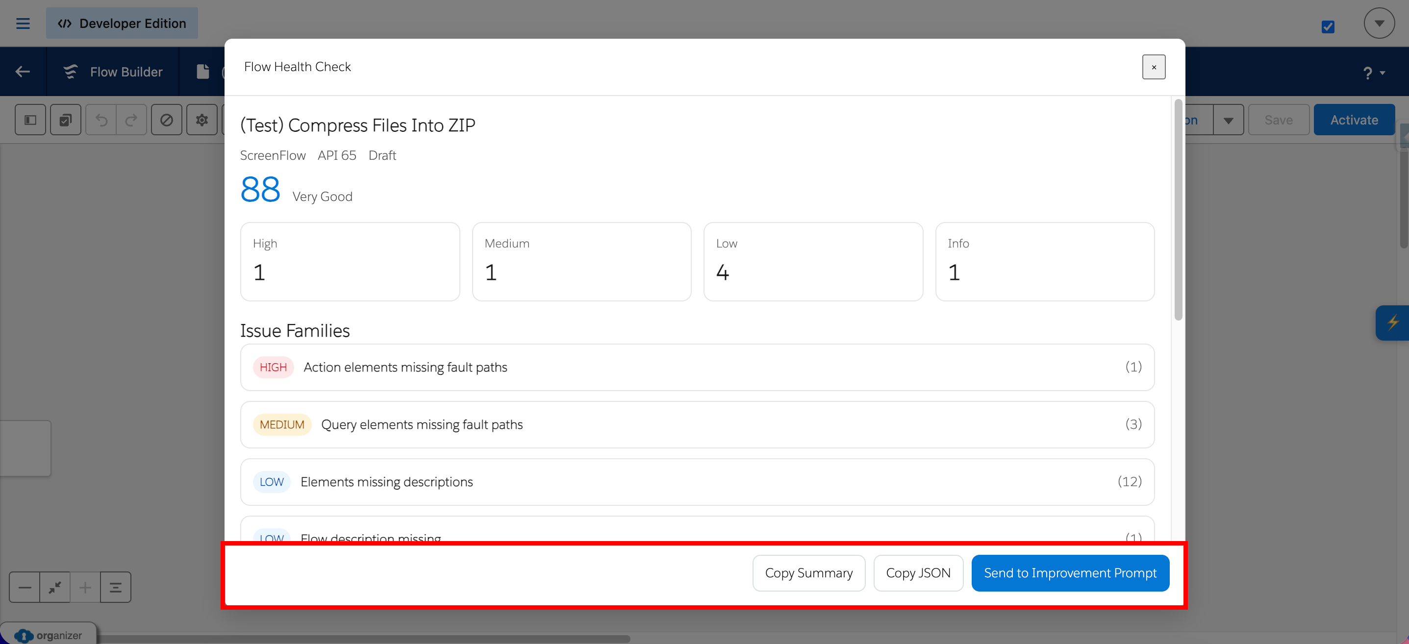 Flow Health Check Footer Area