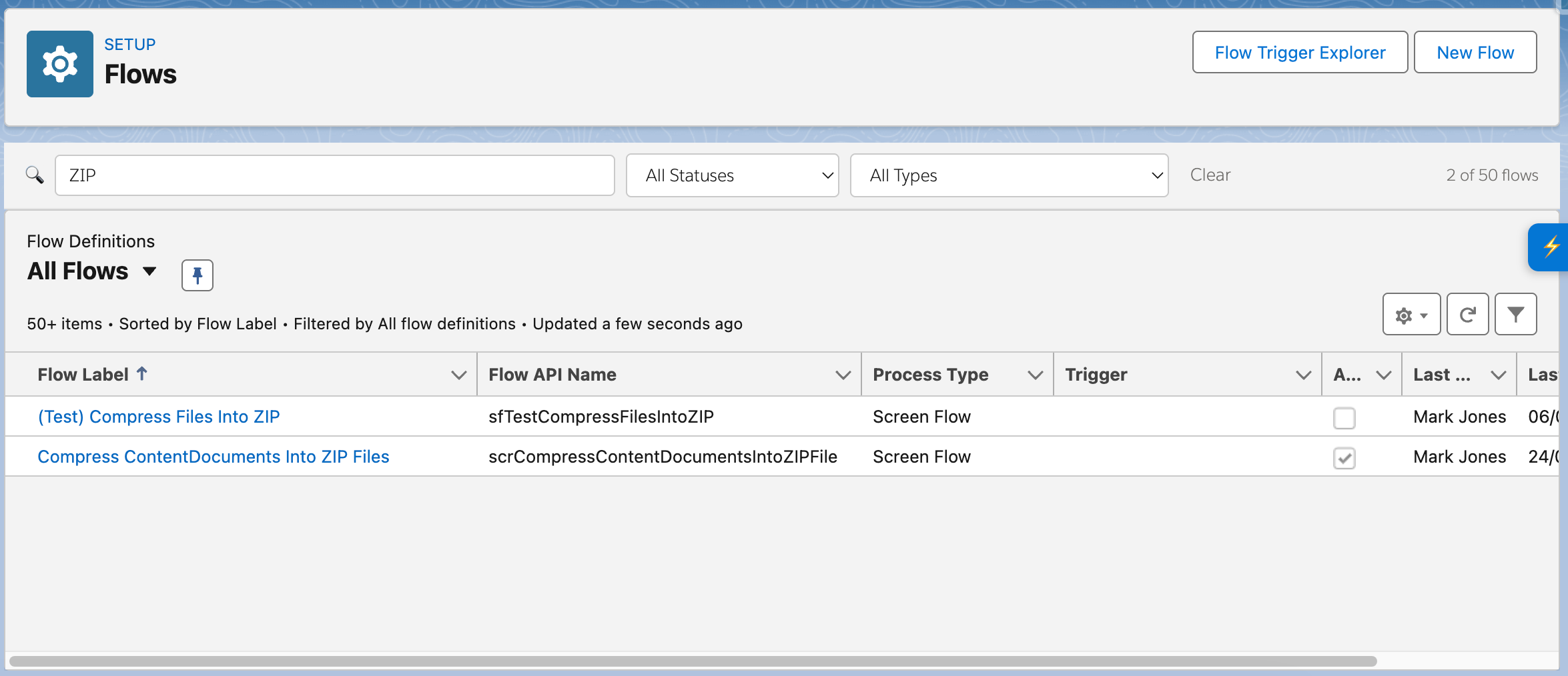 Flow List Search Results