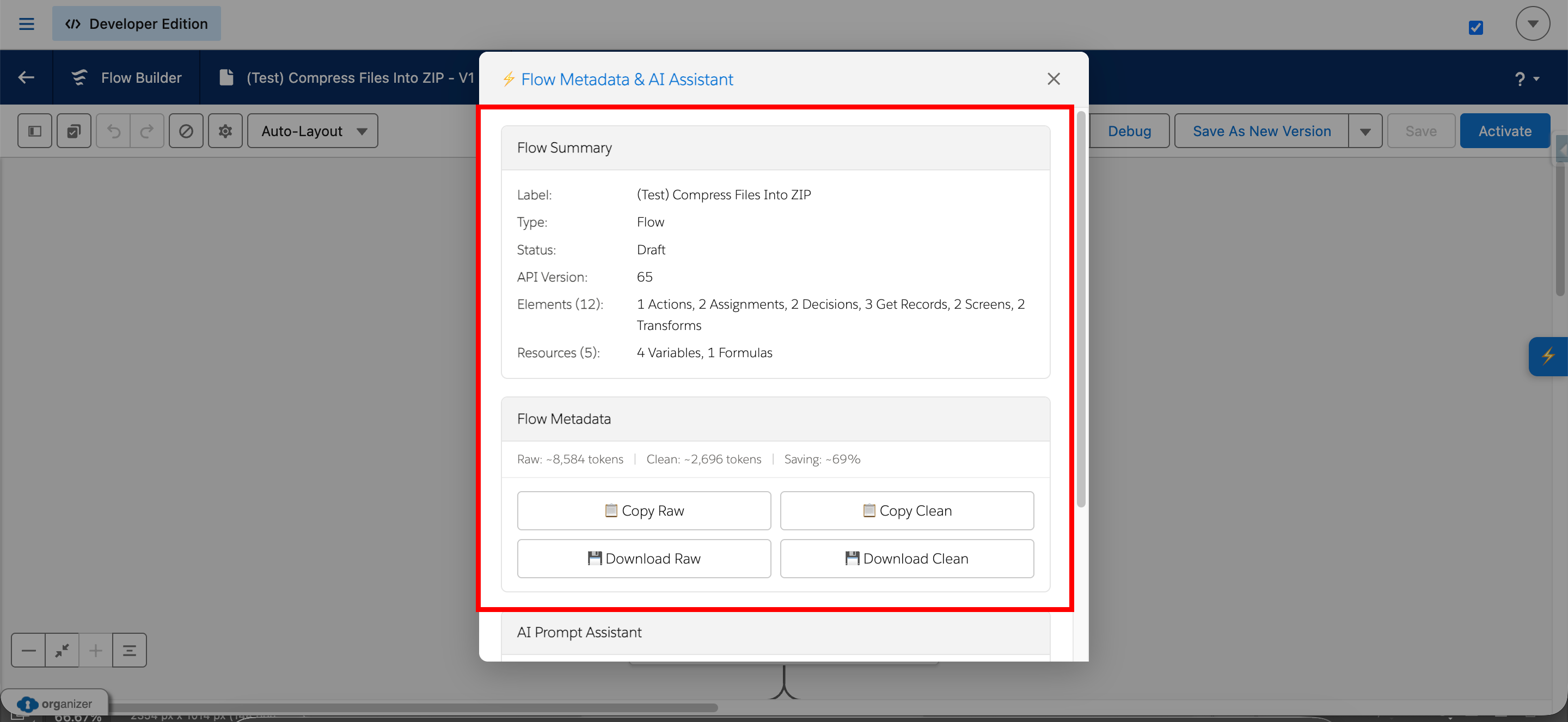 Flow Metadata & AI Assistant Summary/Metadata Sections