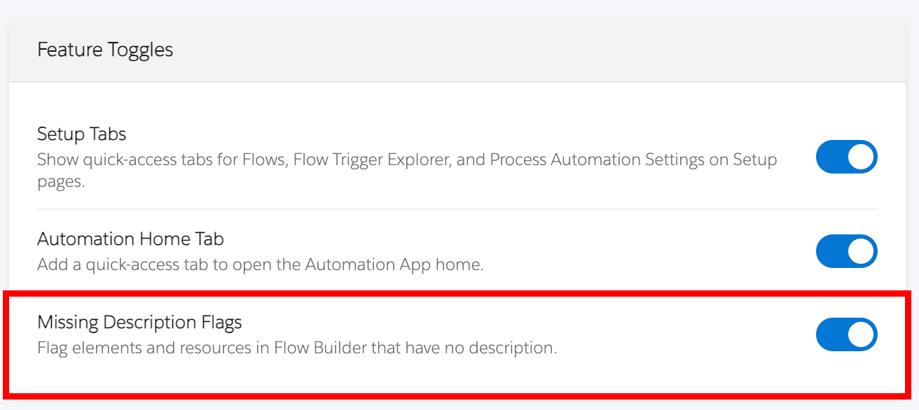Missing Description Flags Settings Toggle