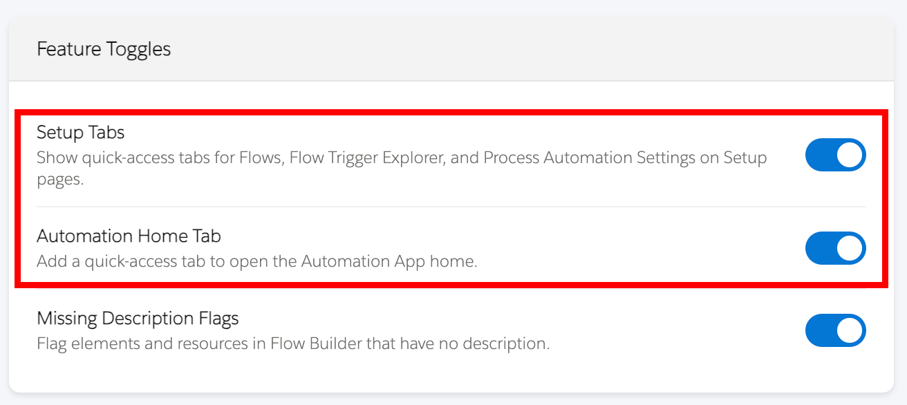 Setup Tabs Settings Options